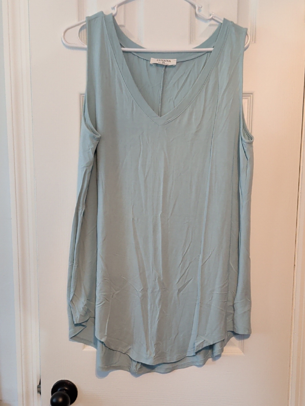 Women's V-Neck Tank In Dusty Blue Sz 1X NWOT
